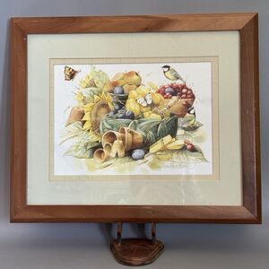 Marjolein Bastin Wall Art Bird, Butterfly Sunflower Fruit 15.5” By 13” Framed